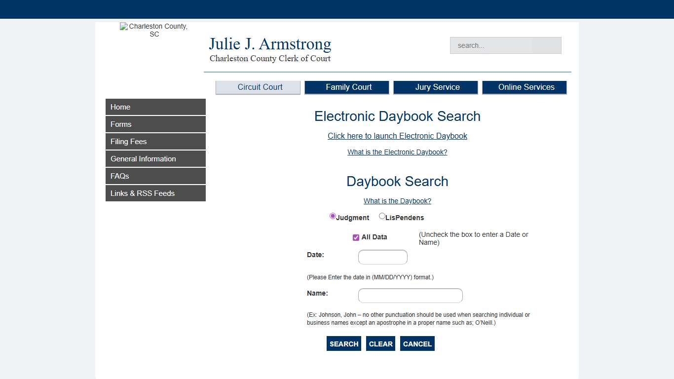 General Information Clerk Of Court's Office, Charleston County, SC